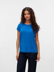 Vero Moda Koszulka w kolorze niebieskim rozmiar: M. Niebieskie bluzki damskie Vero Moda, m, bez wzorów, z lyocellu, bez kołnierzyka, bez ramiączek. Za 61.31 zł.