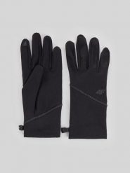 4F Rękawiczki dzianinowe Touch Screen uniseks - czarne M. Czarne rękawiczki damskie 4F, bez wzorów, z dzianiny. Za 59.99 zł.
