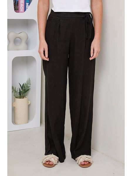 Rodier Lin Lniane spodnie w kolorze czarnym rozmiar: XL/XXL. Czarne spodnie materiałowe damskie Rodier Lin, bez wzorów, ze lnu. Za 88.23 zł.