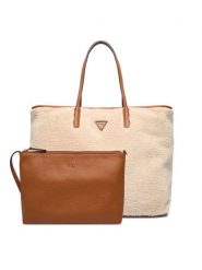 Guess Torebka Victoria HWWG95 14290 Écru. Shopper bag Guess, z materiału, bez dodatków. Za 579.99 zł.