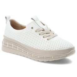 Półbuty damskie Filippo, ze skóry naturalnej perforowana cholewka sznurowane gruba podeszwa casual komfortowe, białe, DP7803/26. Białe półbuty damskie Filippo, bez wzorów, ze skóry, bez obcasa, na płaskiej podeszwie, bez zapięcia. Za 199.00 zł.