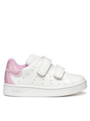 Geox Sneakersy B Eclyper B365MA 054BJ C0406 Biały. Białe buty sportowe dziewczęce Geox, bez wzorów, ze skóry, bez zapięcia. Za 139.99 zł.