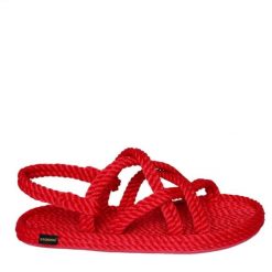 Sandały damskie BODRUM. Czerwone sandały damskie Aulp, bez wzorów, bez obcasa, bez zapięcia. W wyprzedaży za 159.99 zł.