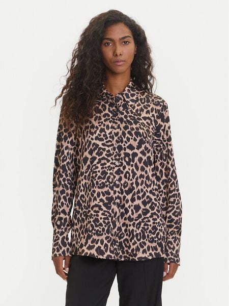 Guess Koszula W5YH03 WF1T2 Brązowy Regular Fit. Brązowe koszule damskie Guess, m, z aplikacjami, z syntetyku, bez kołnierzyka, bez ramiączek. Za 259.99 zł.