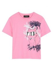 Karl Lagerfeld Kids T-Shirt Z31161 D Różowy Regular Fit. Czerwone koszulki i t-shirty dziewczęce Karl Lagerfeld Kids, bez wzorów, z syntetyku, bez kołnierzyka, bez ramiączek. Za 273.99 zł.