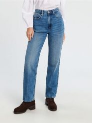 Jeansy straight - niebieski. Niebieskie jeansy damskie Sinsay, z podwyższonym stanem. Za 79.99 zł.