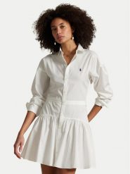 Polo Ralph Lauren Sukienka koszulowa 211965856001 Biały Regular Fit. Białe sukienki damskie Polo Ralph Lauren, bez wzorów, z bawełny, bez ramiączek. Za 669.99 zł.