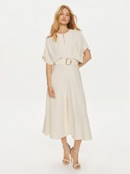 Imperial Sukienka koktajlowa ADJUHDFC Beżowy Regular Fit. Brązowe sukienki damskie Imperial, bez wzorów, z syntetyku, wizytowe, bez ramiączek. Za 429.99 zł.