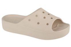 Klapki damskie Crocs Platform Slide. Szare klapki damskie Crocs, bez wzorów, z materiału, bez obcasa, bez zapięcia. Za 295.00 zł.