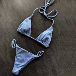 Bikini trójkątne wiązane szybkoschnące na plażę Taesuk. Bikini Intica, bez wzorów. Za 139.00 zł.