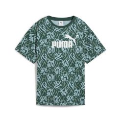 Damska luźna koszulka ESS GRAPHIC PUMA Green Moon. Zielone koszulki sportowe damskie Puma, m, bez wzorów, z gumy, bez ramiączek. Za 96.99 zł.