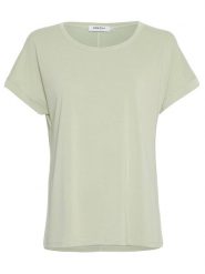 MOSS COPENHAGEN Koszulka "Fenya" w kolorze jasnozielonym rozmiar: S/M. Zielone bluzki damskie Moss Copenhagen, m, bez wzorów, bez kołnierzyka, bez ramiączek. Za 96.60 zł.