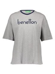 Benetton Koszulka w kolorze jasnoszarym rozmiar: L. Szare bluzki damskie Benetton, l, bez wzorów, bez kołnierzyka, bez ramiączek. Za 48.28 zł.