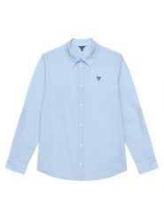 Guess Koszula L6RH02 WE5W0 Niebieski Regular Fit. Niebieskie koszule chłopięce Guess, z aplikacjami, z bawełny, bez kołnierzyka, bez ramiączek. Za 269.99 zł.