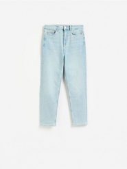 Jeansy mom slim - niebieski. Niebieskie jeansy damskie Reserved. Za 139.99 zł.