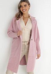 Różowy Płaszcz z Bawełną Oversize Klepheia. Czerwone płaszcze damskie Born2be, bez wzorów, z bawełny, bez kaptura. Za 219.99 zł.