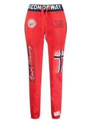Geographical Norway Spodnie dresowe "Moliere" w kolorze czerwonym rozmiar: M. Czerwone spodnie dresowe damskie Geographical Norway, m, z aplikacjami, z dresówki. Za 118.56 zł.