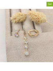 Nakkash 3-częściowy zestaw pozłacanych kolczyków z cyrkoniami rozmiar: onesize. Żółte kolczyki damskie Nakkash, z cyrkonią, pozłacane. Za 100.28 zł.