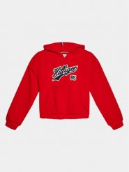 Tommy Hilfiger Bluza Hilfiger Script Hoodie KG0KG07721 Czerwony Regular Fit. Czerwone bluzy dziewczęce Tommy Hilfiger, bez wzorów, z bawełny, bez ramiączek, bez kaptura. Za 279.99 zł.