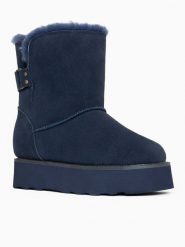 Gooce Skórzane botki zimowe "Colorado" w kolorze granatowym rozmiar: 38. Niebieskie botki damskie Gooce, na zimę, ze skóry, bez obcasa, na platformie, bez zapięcia. Za 217.99 zł.