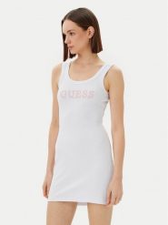 Guess Sukienka codzienna V5GK06 K8RT2 Biały Slim Fit. Białe sukienki damskie Guess, z aplikacjami, z wiskozy, bez ramiączek. Za 179.99 zł.
