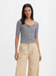Levi's Koszulka w kolorze czarno-białym rozmiar: M. Białe koszulki damskie Levi's, m, bez wzorów, bez kołnierzyka, bez ramiączek. Za 81.45 zł.