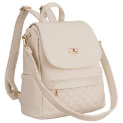 Mały plecak damski miejski beżowy pikowany listonoszka na ramię 2w1 ze skóry ekologicznej Peterson PTN MBP-08-F19. Brązowe plecaki Peterson, z aplikacjami, ze skóry ekologicznej. Za 89.99 zł.