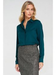 Nife Bluzka w kolorze niebieskim rozmiar: 40. Niebieskie bluzki damskie Nife, bez wzorów, bez kołnierzyka, bez ramiączek. Za 135.17 zł.