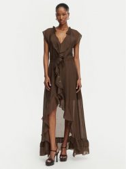 Guess Sukienka koktajlowa W6GK87 W2111 Brązowy ciemny Regular Fit. Brązowe sukienki damskie Guess, z aplikacjami, z wiskozy, wizytowe, bez ramiączek. Za 794.99 zł.