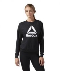 Bluza treningowa damska Reebok Workout Ready Activchill Crew Neck. Czarne bluzy damskie Reebok, m, bez wzorów, bez kaptura. Za 234.00 zł.