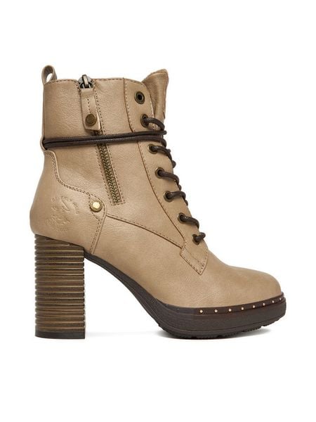 Beverly Hills Polo Club Trzewiki CEO-WS6632-02 Beżowy. Brązowe botki damskie Beverly Hills Polo Club, z materiału, bez obcasa, na słupku, bez zapięcia. Za 319.99 zł.