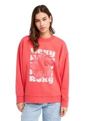 Bluza dla Kobiety LINEUP TERRY Czerwony. Czerwone bluzy damskie Roxy, m, bez wzorów, z bawełny, bez kaptura. Za 174.99 zł.