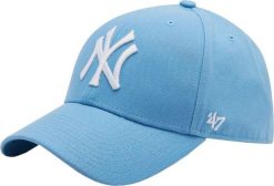 Czapka z daszkiem - New York Yankees Czapka regulowana. Niebieskie czapki z daszkiem damskie 47 Brand, bez wzorów, z materiału. Za 109.99 zł.
