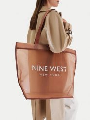 Nine West Torebka CEO-Eloura-LA374-4074 Brązowy. Brązowe shopper bag Nine West, z materiału, bez dodatków. Za 79.99 zł.