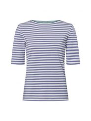 Fynch-Hatton Damska koszulka z dżerseju Kobiety Bawełna niebieski|biały w paski, S. Białe koszulki damskie Fynch-Hatton, s, bez wzorów, z bawełny, bez kołnierzyka, bez ramiączek. Za 119.95 zł.