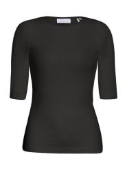 Rich & Royal Koszulka w kolorze czarnym rozmiar: XL. Czarne bluzki damskie Rich & Royal, xl, bez wzorów, prążkowane, bez kołnierzyka, bez ramiączek. Za 113.90 zł.