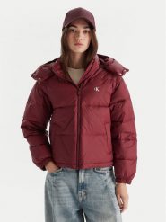 Calvin Klein Jeans Kurtka puchowa Essential LV047D501G Bordowy Relaxed Fit. Czerwone kurtki damskie Calvin Klein Jeans, xs, bez wzorów, z jeansu, bez kaptura. Za 839.99 zł.