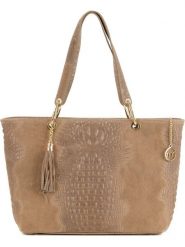 Mia Tomazzi Skórzany shopper bag w kolorze szarobrązowym - 58 x 42 x 14 cm rozmiar: onesize. Brązowe shopper bag Mia Tomazzi, z aplikacjami, z materiału, na ramię, bez dodatków. Za 304.99 zł.