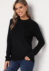 Granatowy Sweter z Bawełną Ozdobiony Cyrkoniami Irinaelle. Niebieskie swetry klasyczne damskie Born2be, l, z bawełny, bez kołnierzyka. Za 69.99 zł.