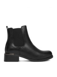 DeeZee Botki HX21055-1A Czarny. Czarne botki damskie DeeZee, z materiału, bez obcasa, na płaskiej podeszwie, bez zapięcia. Za 179.99 zł.