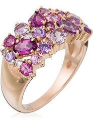 DIAMANTA Złoty pierścionek "Cotton candy" z kamieniami szlachetnymi rozmiar: 48. Różowe pierścionki damskie DIAMANTA, z ametystem, złote. Za 2,253.99 zł.