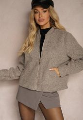 Brązowa Klasyczna Kurtka Przejściowa z Suwakiem Nelinia. Brązowe kurtki damskie Renee, l, bez wzorów, z jeansu, bez kaptura. Za 159.99 zł.