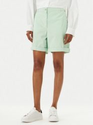 Tommy Hilfiger Szorty materiałowe WW0WW42457 Zielony Regular Fit. Zielone szorty damskie Tommy Hilfiger, bez wzorów, z bawełny. Za 249.99 zł.
