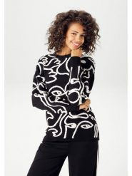 Aniston Sweter w kolorze czarno-białym rozmiar: 44. Czarne swetry klasyczne damskie Aniston, bez kołnierzyka. Za 70.08 zł.