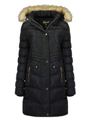 Geographical Norway Płaszcz zimowy "Badonna" w kolorze czarnym rozmiar: XXL. Czarne płaszcze damskie Geographical Norway, na zimę, xxl, bez wzorów, z puchu, bez kaptura. Za 250.35 zł.