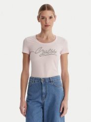 Guess T-Shirt W6RI24 J1314 Różowy Regular Fit. Czerwone t-shirty damskie Guess, xl, z aplikacjami, z bawełny, bez kołnierzyka. Za 179.99 zł.