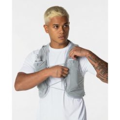 Kamizelka do biegania / Kamizelka nawadniająca – wiele przegród. Szare kamizelki damskie HYSTRIDE, bez wzorów, bez kaptura. Za 195.00 zł.