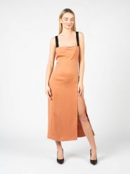 Pinko Sukienka "Macadamia" | 1N13K6 A04E | Kobieta | Brązowy. Brązowe sukienki damskie Pinko, bez wzorów, z poliesteru, bez ramiączek. W wyprzedaży za 419.00 zł.