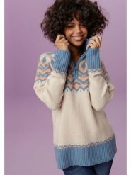 Aniston Sweter w kolorze kremowo-niebiesko-beżowym rozmiar: 32. Brązowe swetry klasyczne damskie Aniston, bez kołnierzyka. Za 82.99 zł.