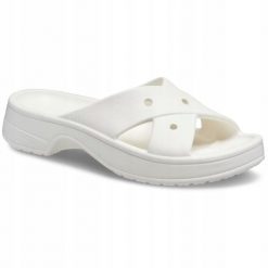 Klapki Dla Dorosłych Crocs Classic Cross Strap. Brązowe klapki damskie Crocs, bez wzorów, z materiału, bez obcasa, bez zapięcia. Za 159.99 zł.